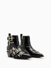 AllSaints Black Jane Buckle Boots - Image 3 of 6