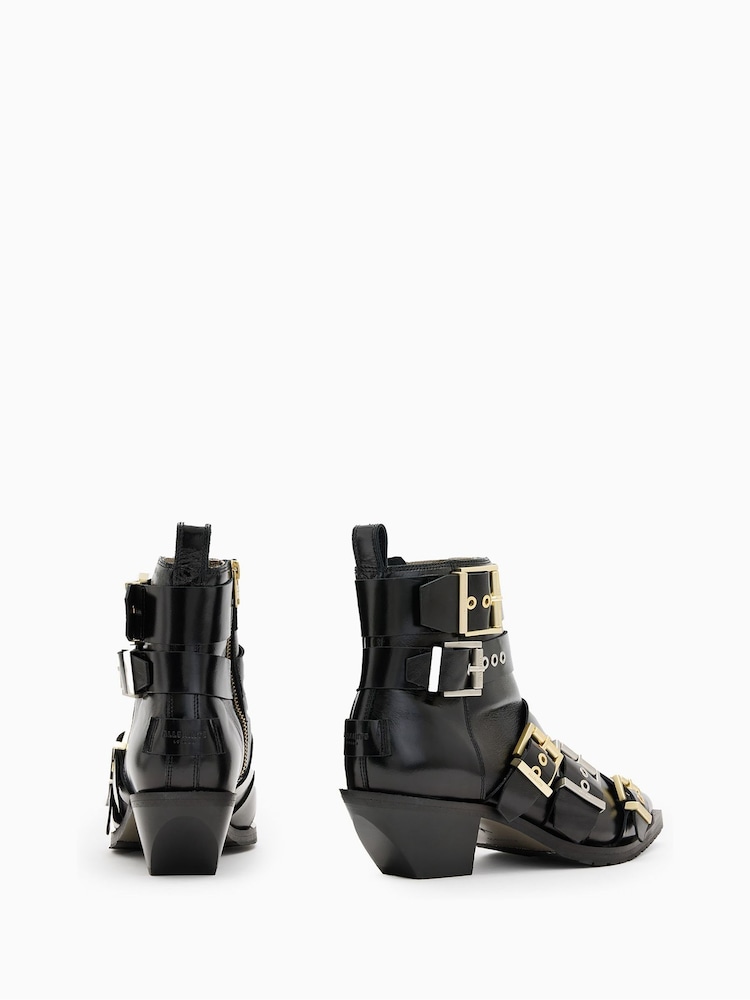 AllSaints Black Jane Buckle Boots - Image 4 of 6