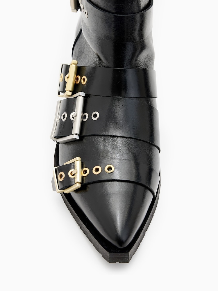 AllSaints Black Jane Buckle Boots - Image 5 of 6