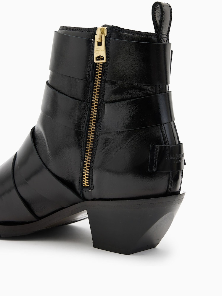 AllSaints Black Jane Buckle Boots - Image 6 of 6