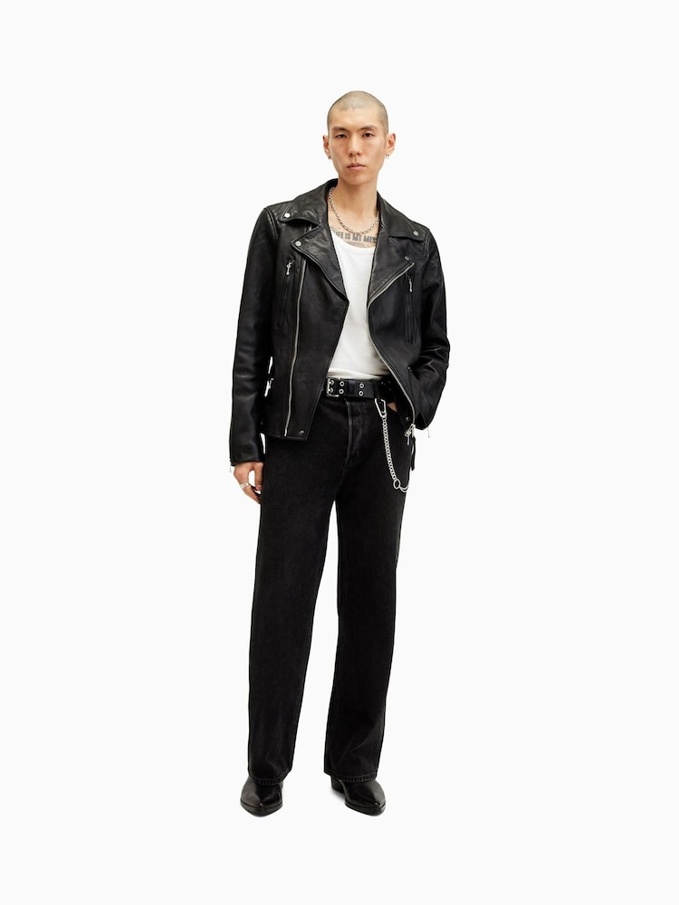 AllSaints Black Thurman Biker Jacket - Image 1 of 9