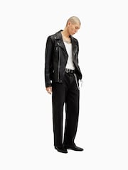 AllSaints Black Thurman Biker Jacket - Image 3 of 9
