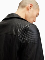 AllSaints Black Thurman Biker Jacket - Image 4 of 9
