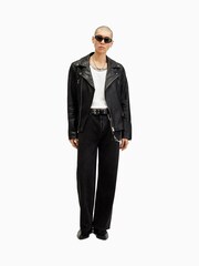 AllSaints Black Thurman Biker Jacket - Image 6 of 9