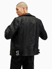 AllSaints Black Thurman Biker Jacket - Image 7 of 9
