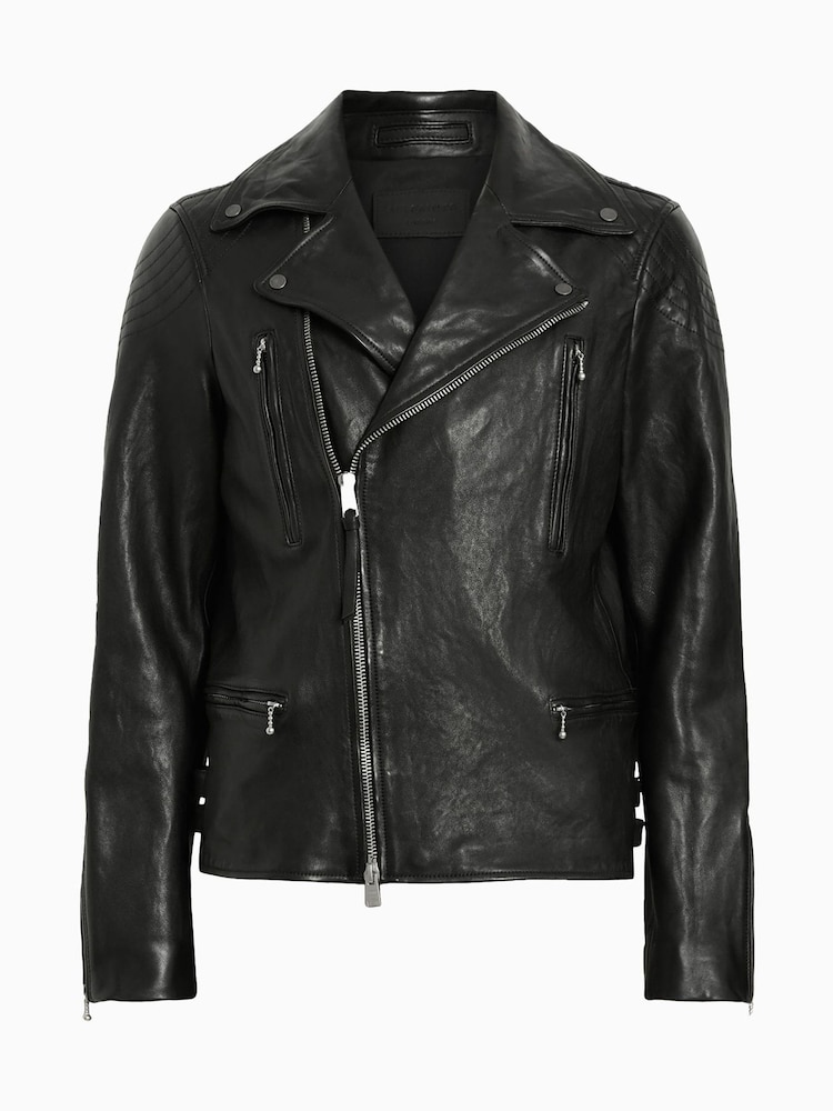 AllSaints Black Thurman Biker Jacket - Image 9 of 9