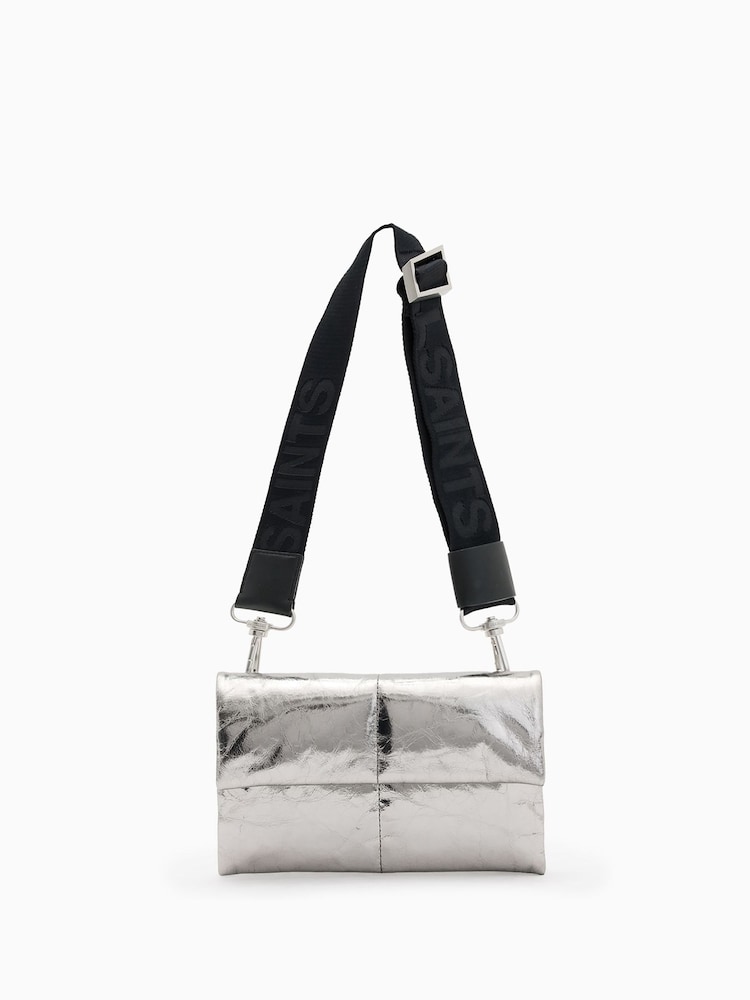 AllSaints Grey Ezra Quilt Cross-Body Bag - Image 1 of 6