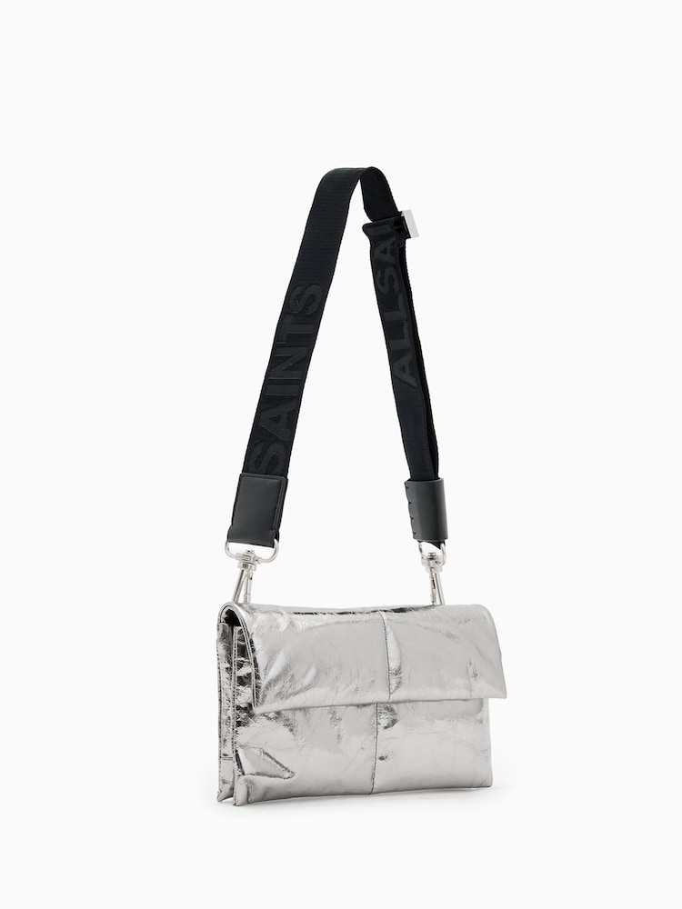 AllSaints Grey Ezra Quilt Cross-Body Bag - Image 2 of 6