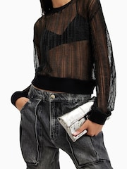 AllSaints Grey Ezra Quilt Cross-Body Bag - Image 6 of 6