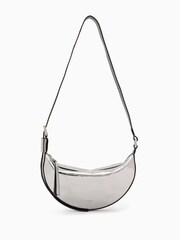 AllSaints Grey Half Moon Cross-Body Bag - Image 1 of 7