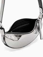 AllSaints Grey Half Moon Cross-Body Bag - Image 2 of 7