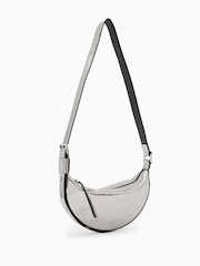 AllSaints Grey Half Moon Cross-Body Bag - Image 3 of 7