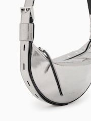 AllSaints Grey Half Moon Cross-Body Bag - Image 4 of 7