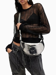 AllSaints Grey Half Moon Cross-Body Bag - Image 7 of 7