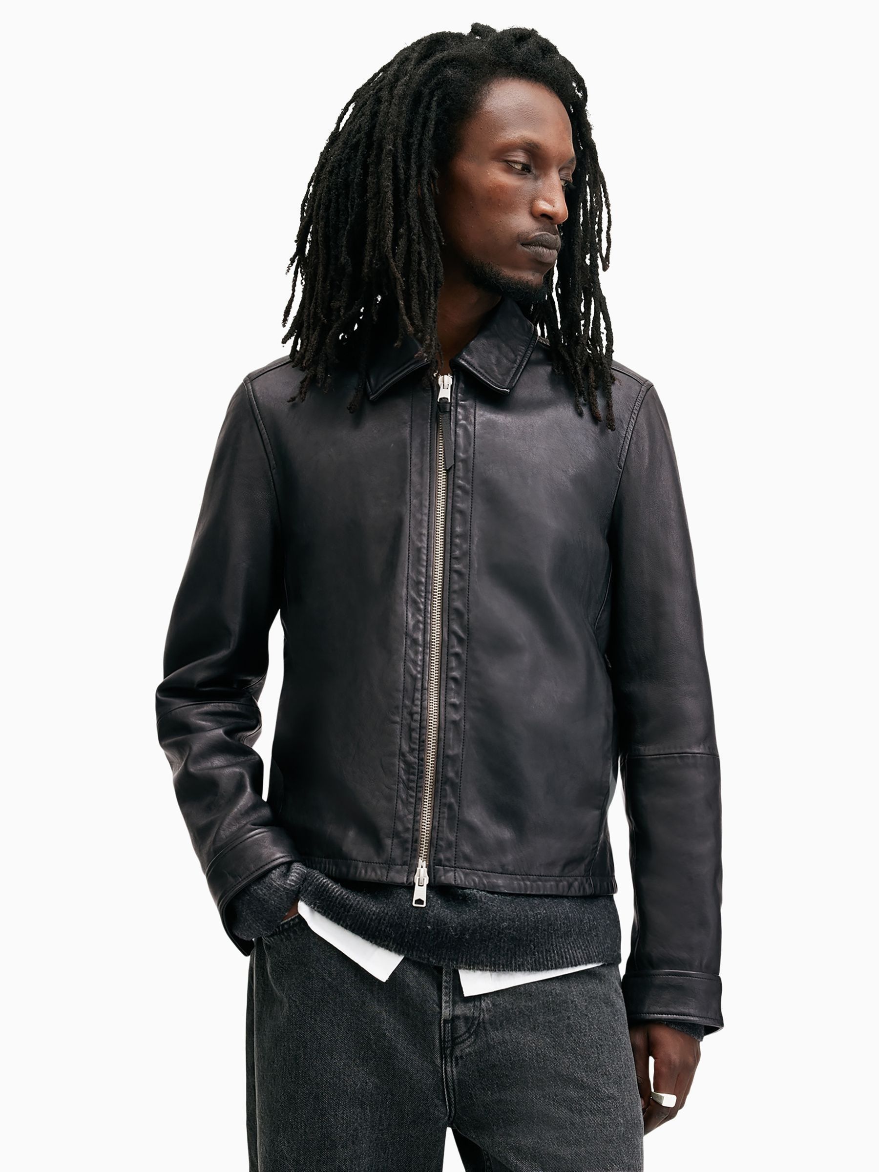 ALL SAINTS ブラックレザーシングルライダースジャケット EROL Buy AllSaints Black Erol Jacket from Next USA