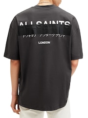 AllSaints Black 100% Organic Cotton Redact Crew T-Shirt - Image 2 of 8