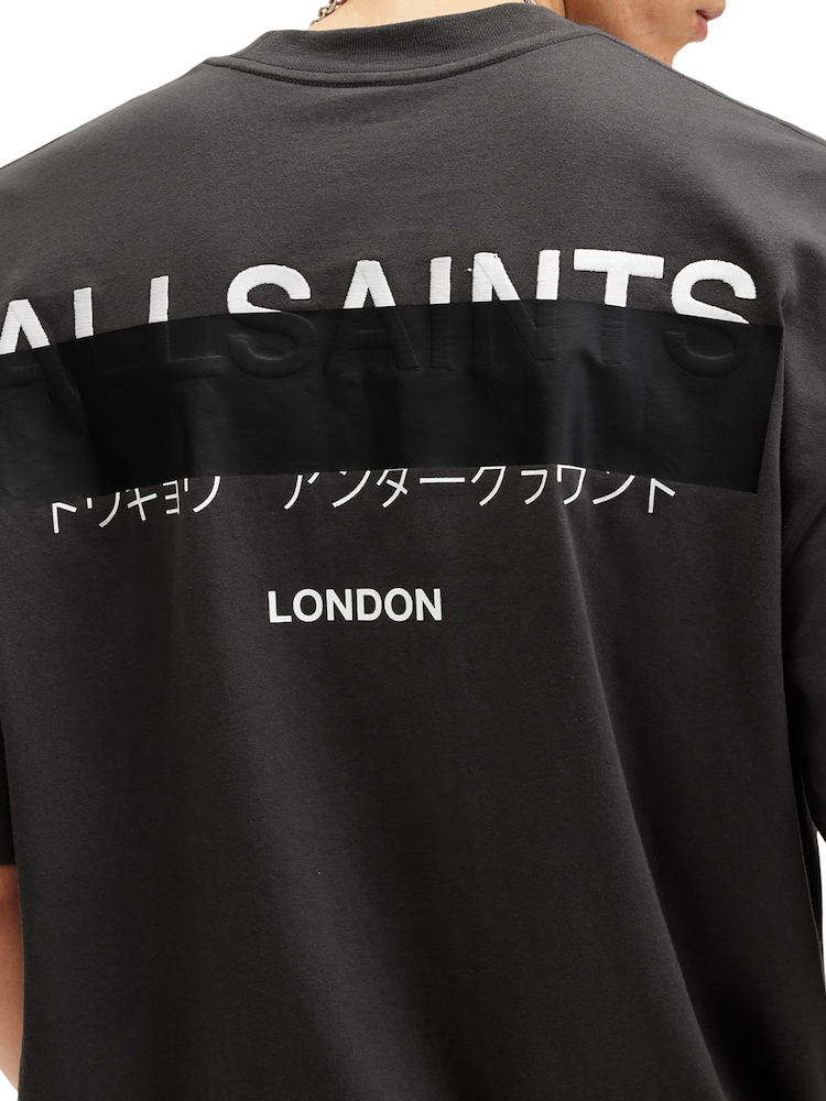AllSaints Black Redact Short Sleeve T-Shirt - Image 6 of 8