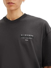 AllSaints Black 100% Organic Cotton Redact Crew T-Shirt - Image 7 of 8