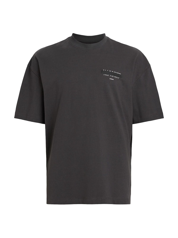 AllSaints Black 100% Organic Cotton Redact Crew T-Shirt - Image 8 of 8
