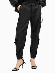 AllSaints Black Himari Cargo Trousers - Image 1 of 8