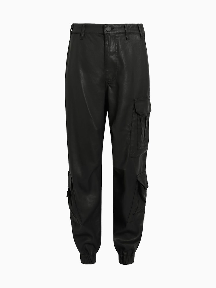 AllSaints Black Himari Cargo Trousers - Image 8 of 8