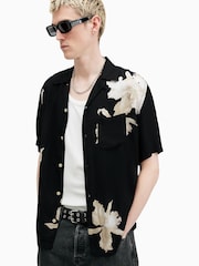 AllSaints Black Lachaise Short Sleeve Shirt - Image 2 of 7