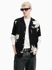 AllSaints Black Lachaise Short Sleeve Shirt - Image 4 of 7