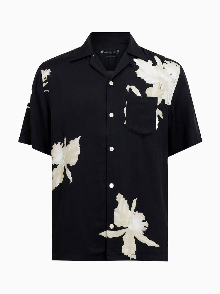 AllSaints Black Lachaise Short Sleeve Shirt - Image 7 of 7