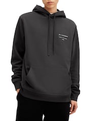 AllSaints Black 100% Organic Cotton Redact Oth Hoodie - Image 1 of 7