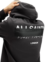 AllSaints Black 100% Organic Cotton Redact Oth Hoodie - Image 2 of 7