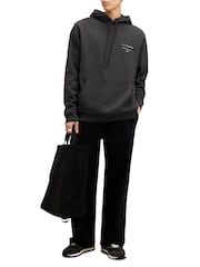 AllSaints Black 100% Organic Cotton Redact Oth Hoodie - Image 3 of 7