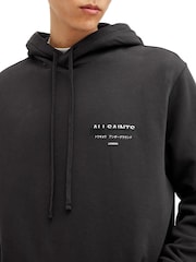AllSaints Black 100% Organic Cotton Redact Oth Hoodie - Image 4 of 7