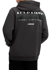 AllSaints Black 100% Organic Cotton Redact Oth Hoodie - Image 6 of 7