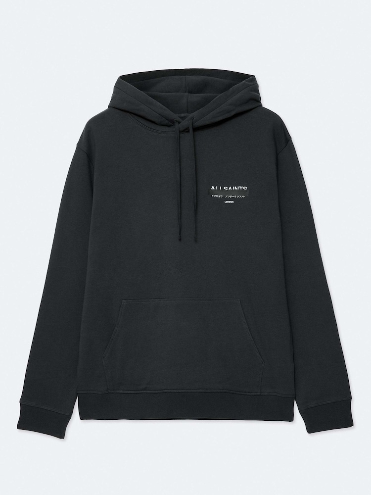 AllSaints Black Redact Black Pullover Hoody - Image 8 of 8