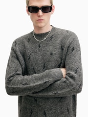 AllSaints Grey Zap Crew Jumper - Image 1 of 8