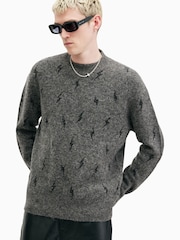 AllSaints Grey Zap Crew Jumper - Image 4 of 8