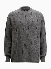 AllSaints Grey Zap Crew Jumper - Image 8 of 8