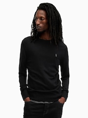 AllSaints Black Mode Merino Crew Jumper - Image 1 of 6