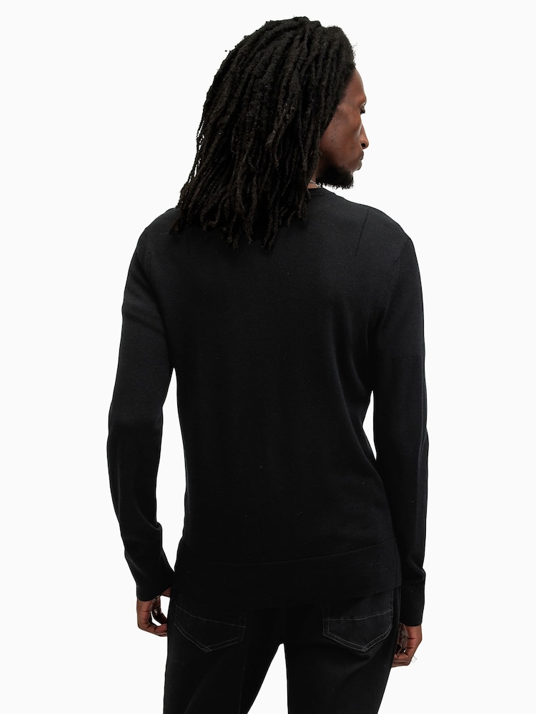 AllSaints Black Mode Merino Crew Jumper - Image 2 of 6