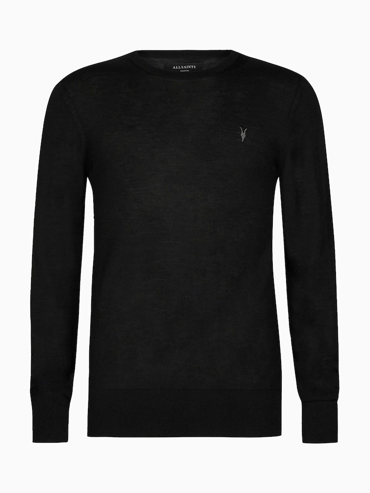 AllSaints Black Mode Merino Crew Jumper - Image 6 of 6