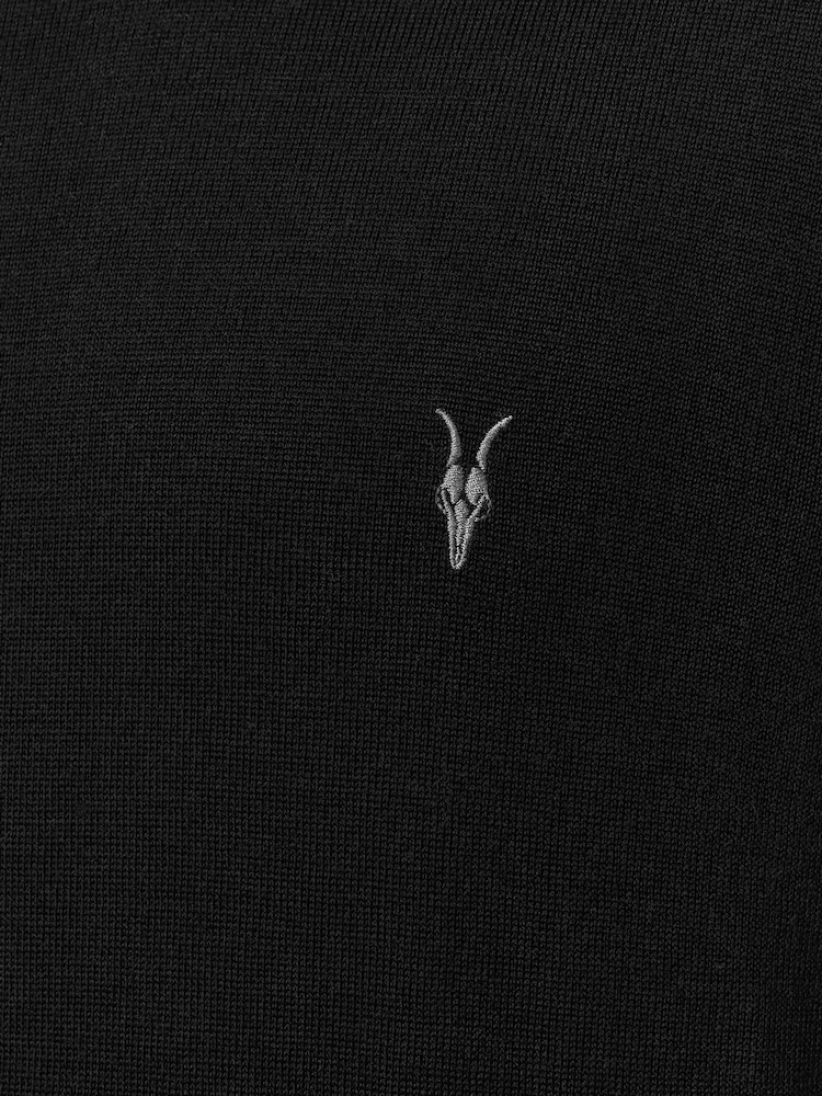 AllSaints Black Mode Merino Wool Crew Neck Jumper - Image 8 of 8