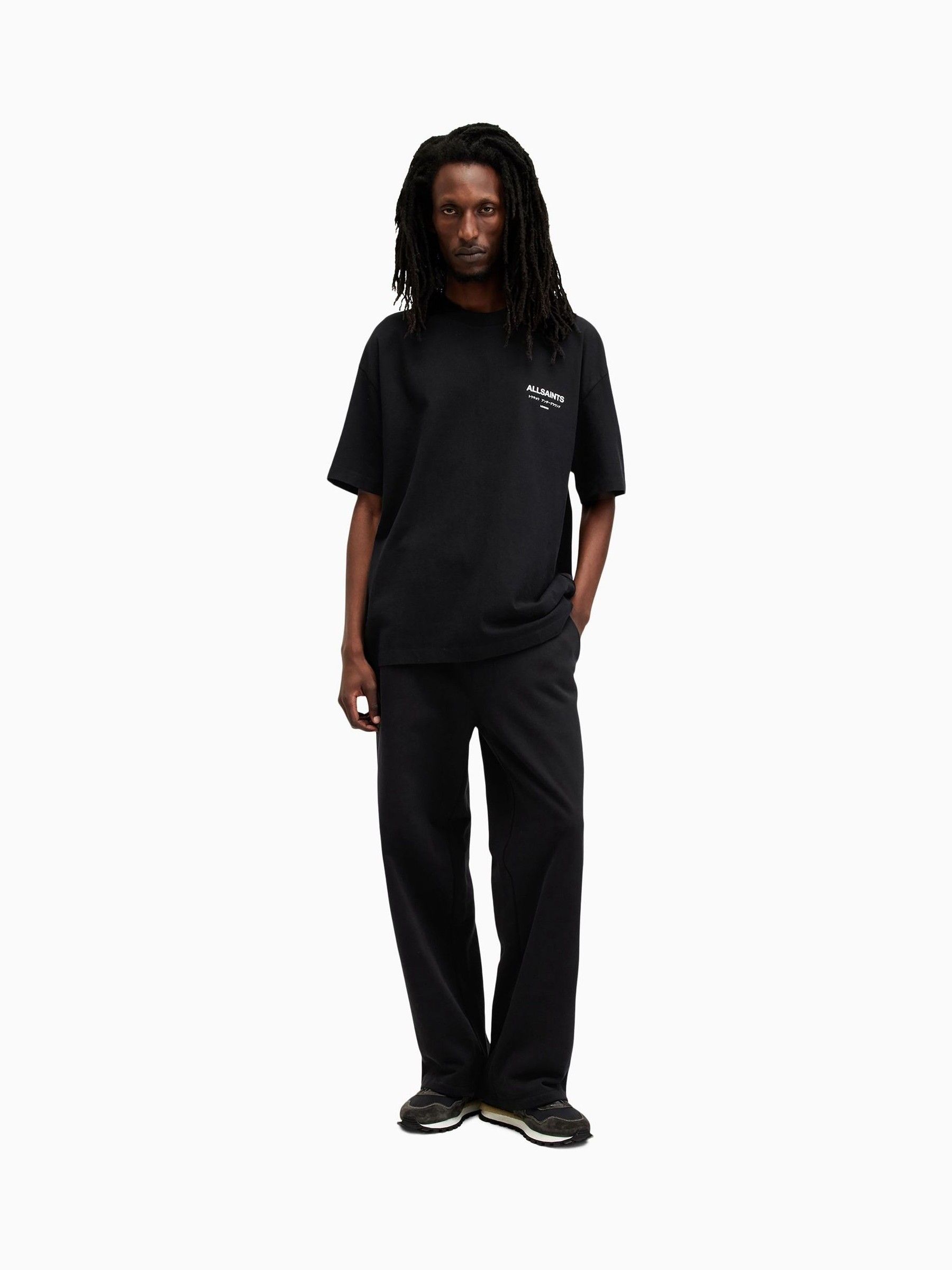 Buy AllSaints Black Underground Oversized Cotton Crew Neck T-Shirt