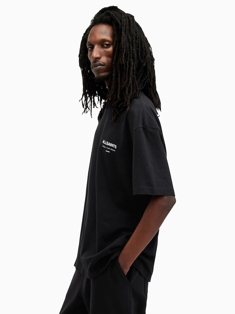 AllSaints Black 100% Organic Cotton Underground Crew Neck T-Shirt - Image 5 of 8