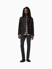 AllSaints Anthracite Grey Survey Leather Blazer - Image 3 of 10