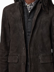 AllSaints Anthracite Grey Survey Leather Blazer - Image 4 of 10