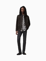 AllSaints Anthracite Grey Survey Leather Blazer - Image 5 of 10