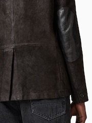 AllSaints Anthracite Grey Survey Leather Blazer - Image 7 of 10