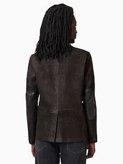 AllSaints Anthracite Grey Survey Leather Blazer - Image 9 of 10