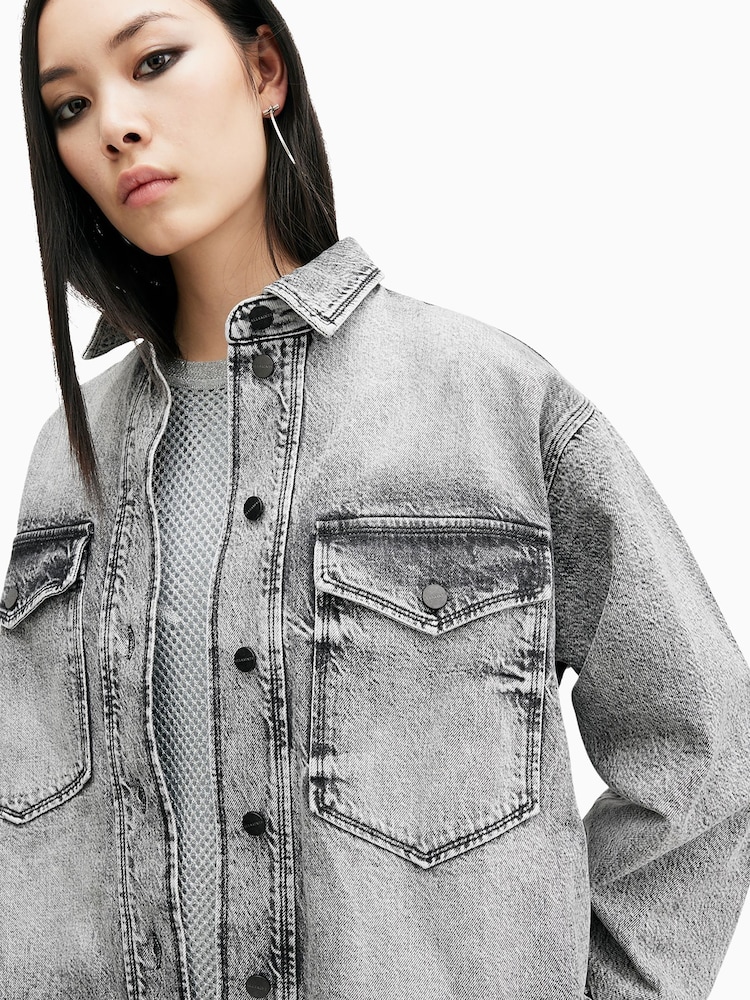 AllSaints Black Lily Denim Dress - Image 2 of 6