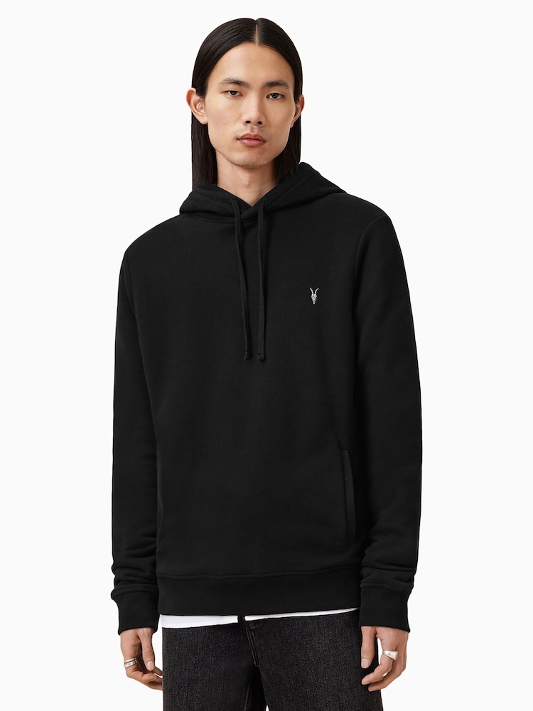 AllSaints Black Raven Grey Pullover Slim Fit Hoody - Image 1 of 7 AllSaints Black Raven Grey Pullover Slim Fit Hoody - Image 1 of 7